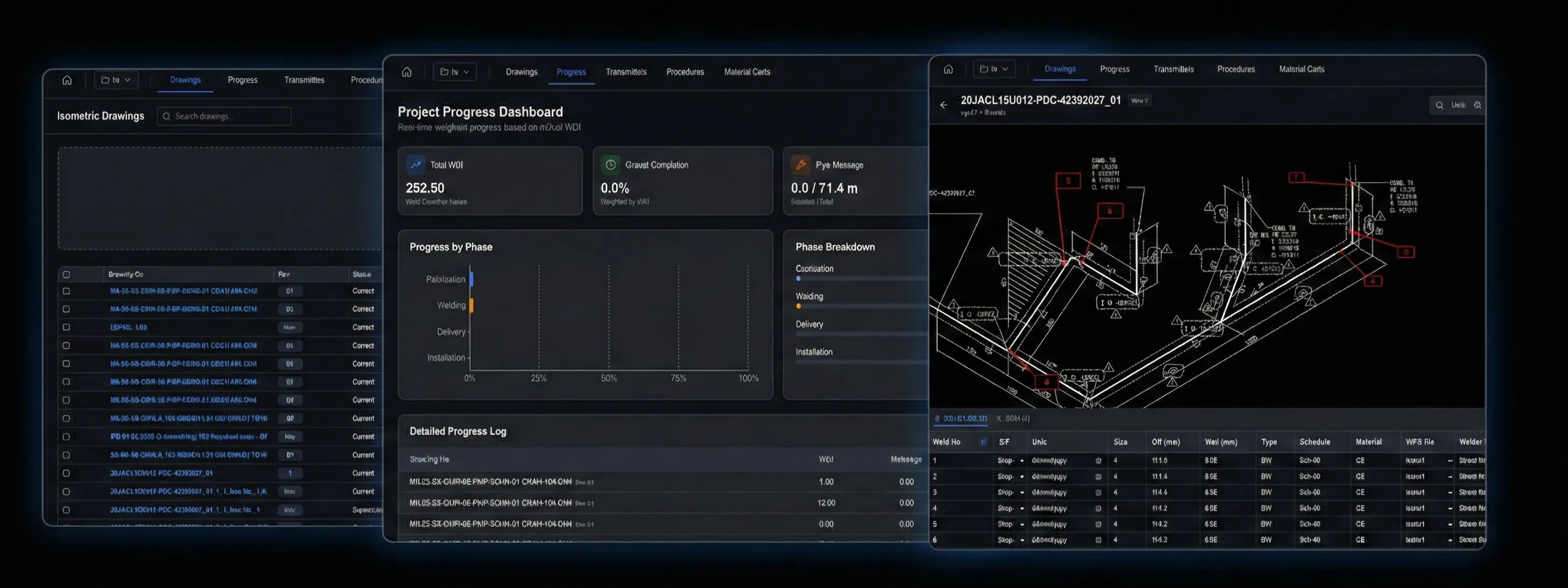 AI-powered weld tracking dashboard interface